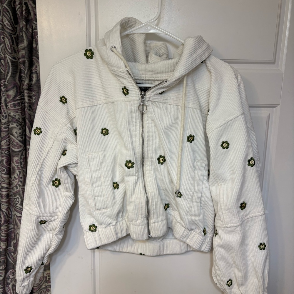 Forever 21 White Floral Embroidered Jacket